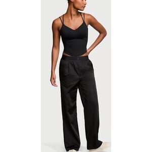 🔥Victoria’s Secret Lux Glossy black elastic waist, super soft wide leg pants wi